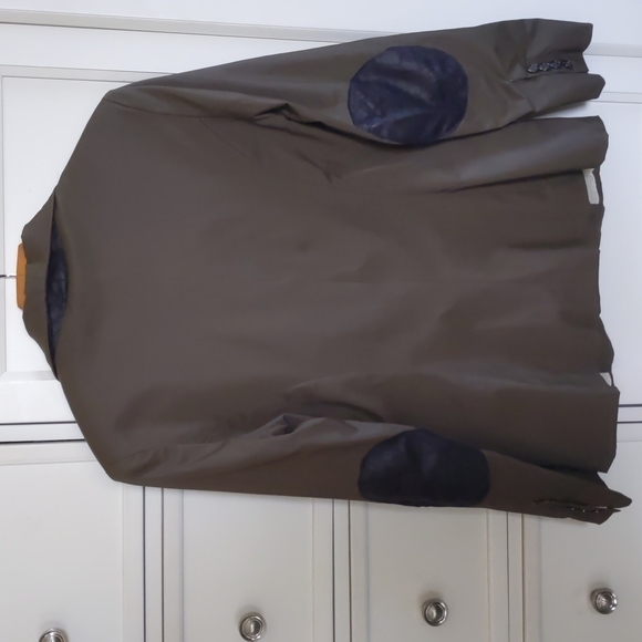 NWOT Heidi Merrick Khaki Blazer Elbow Patches Vegan Leather Trim Size 4 - Picture 5 of 15